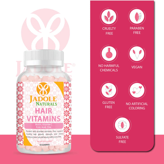 فيتامينات الشعر جادول ناتشورالز، 60 علكة مع فيتامين سي والبيوتين وحمض الفوليك