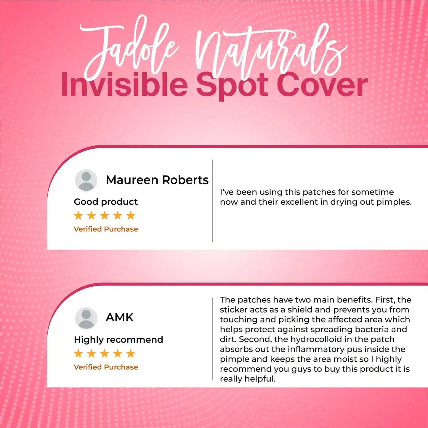 Jadole Naturals Miracle Invisible Spot Cover Hydrocolloid, Acne Pimple Absorbing Cover, Blemish Spot, Skin Care, Facial and Skin Acne Patch Stickers one size (40 count)