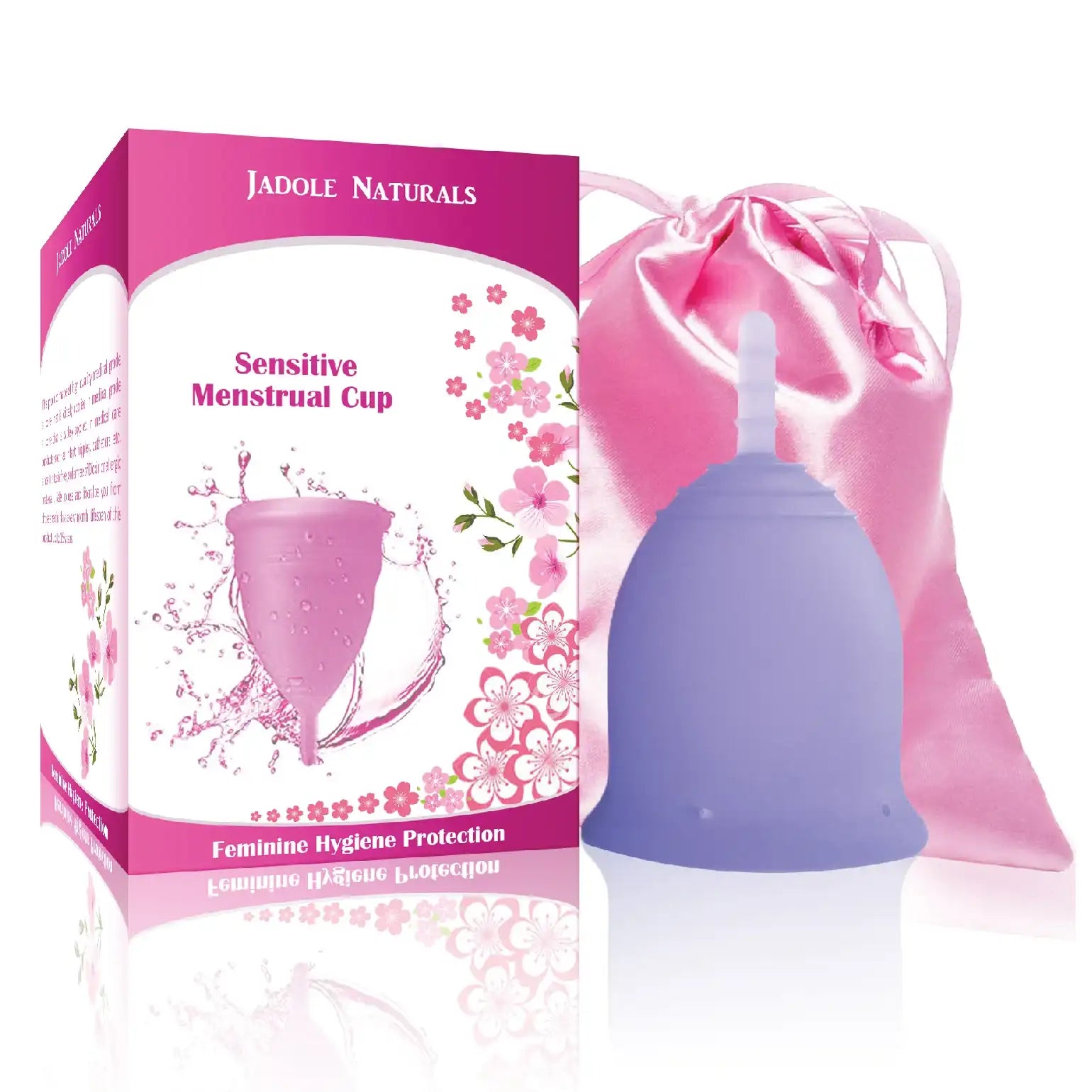 كوب حيض قابل لإعادة الاستخدام للنساء، قطعتين مع جراب 