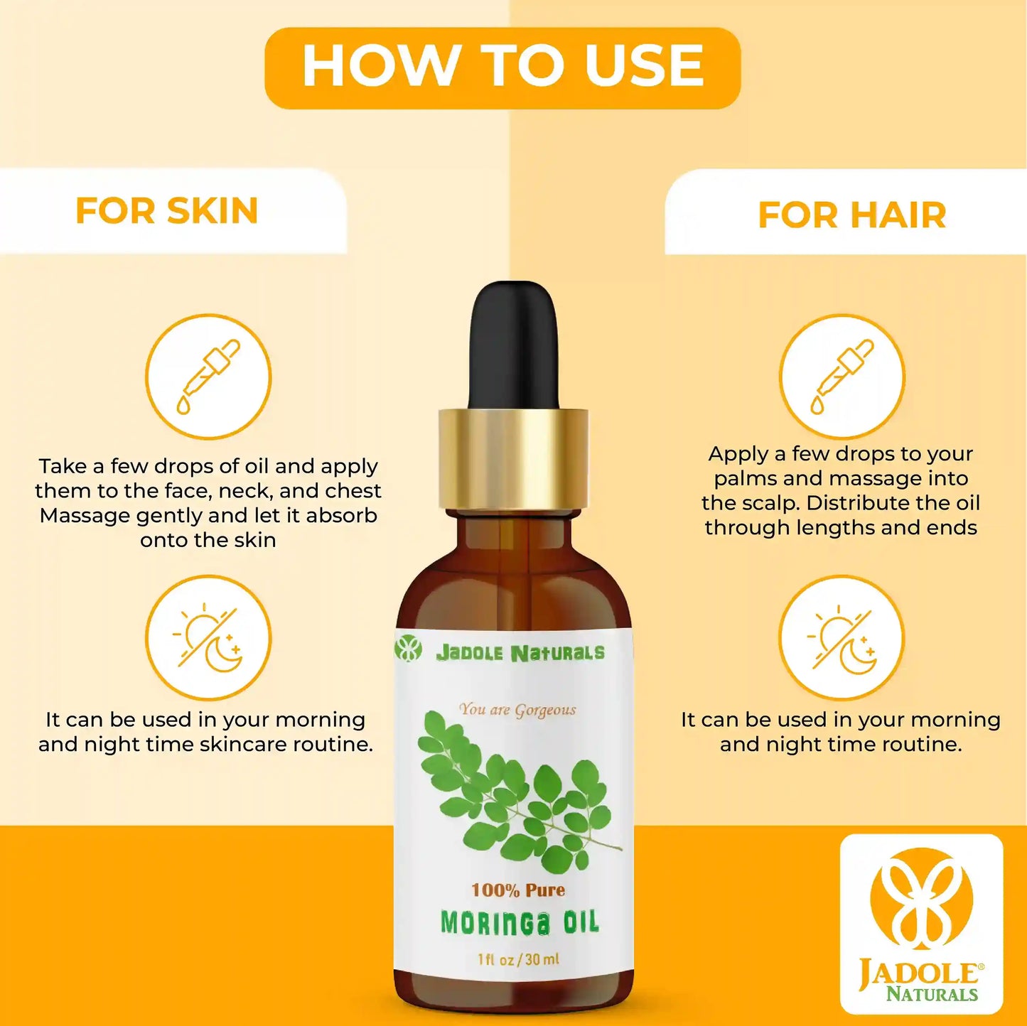 Jadole Naturals Moringa Oil For Hair and Skin  30ml