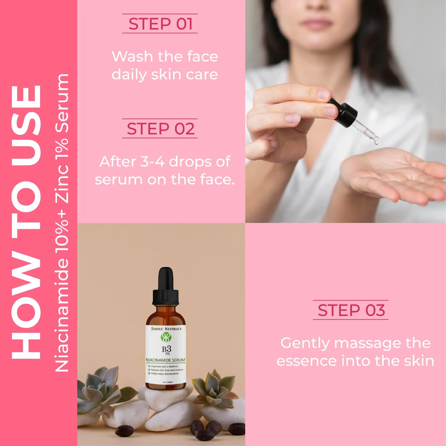 Jadole Naturals Advanced Niacinamide Serum 10% with Zinc 1% - 30ml