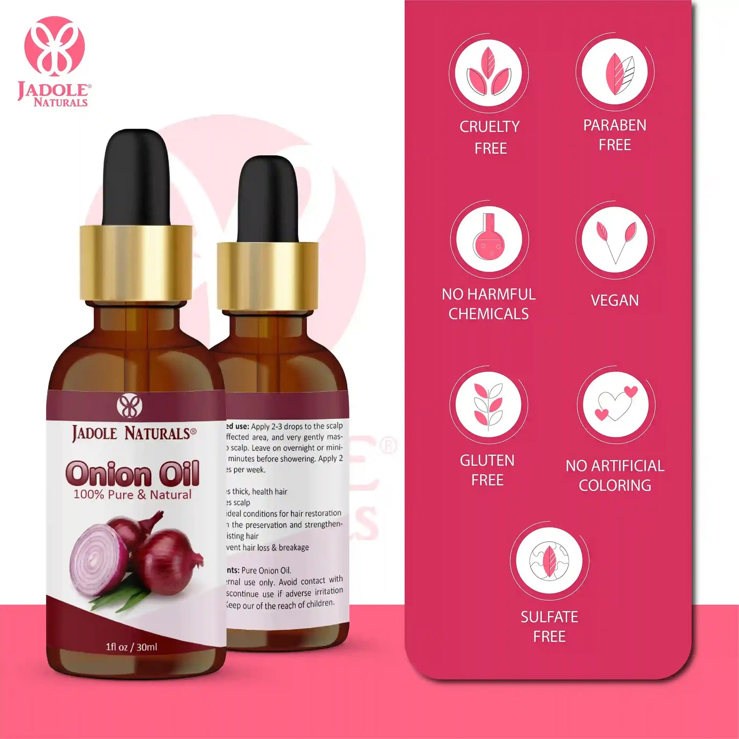Jadole Naturals Onion Hair Oil  100% Pure & Natural 30ml