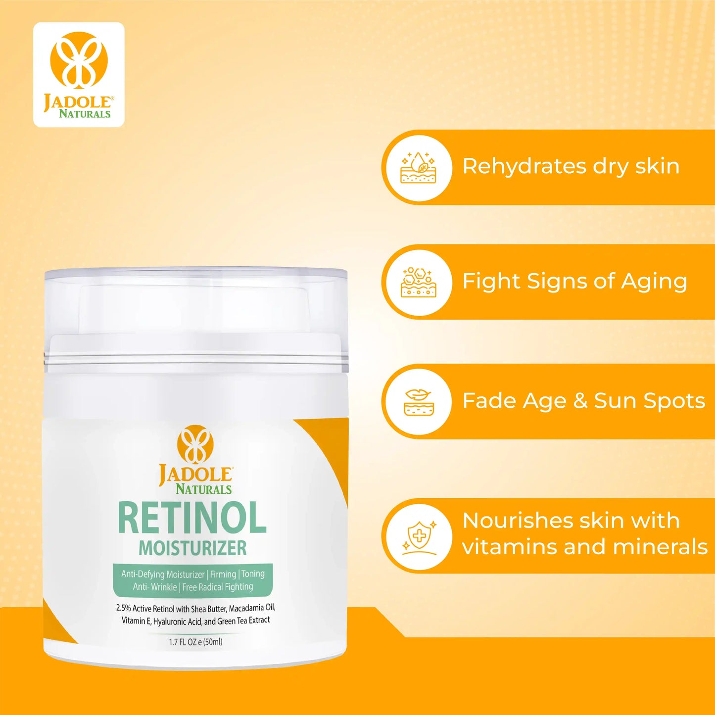 Jadole Naturals Retinol Moisturizer Cream For Face & Eye 50ml
