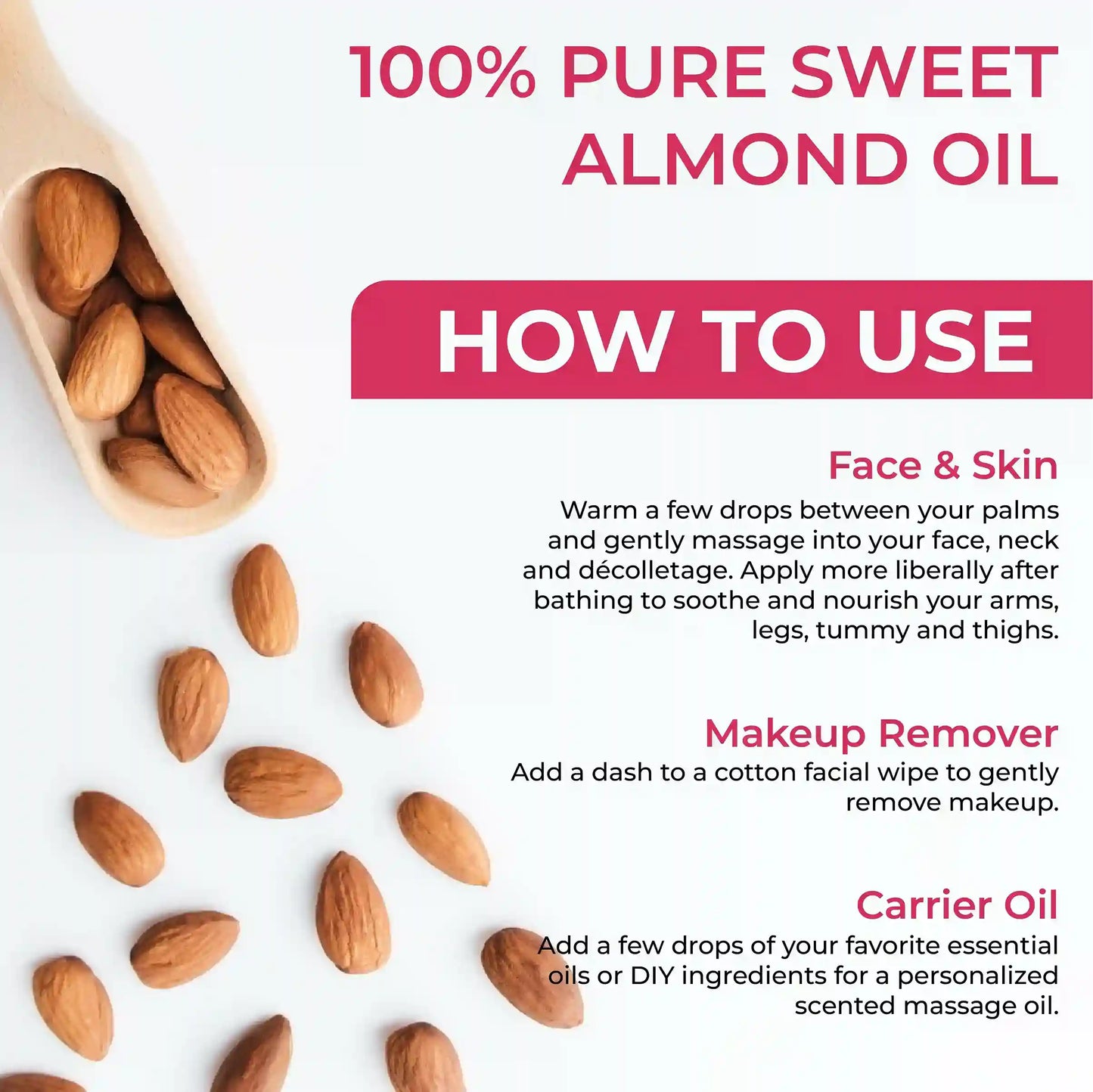 Jadole Naturals Organic Sweet Almond Oil 120ml for Hair, Skin & Eyelash