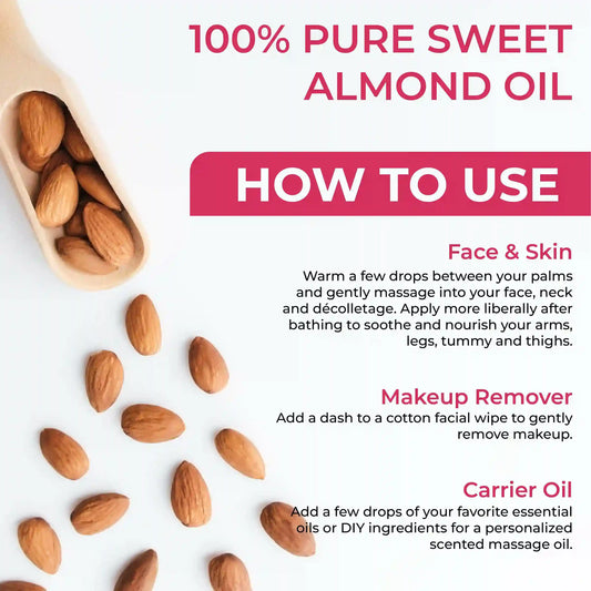 Jadole Naturals Organic Sweet Almond Oil 120ml for Hair, Skin & Eyelash