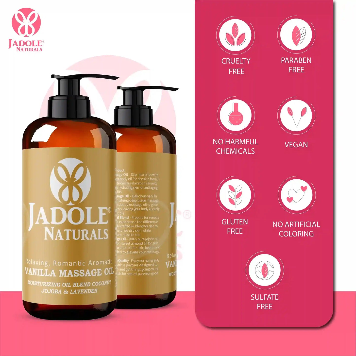 Jadole Naturals Vanilla Massage Oil 240ml For Body Massage