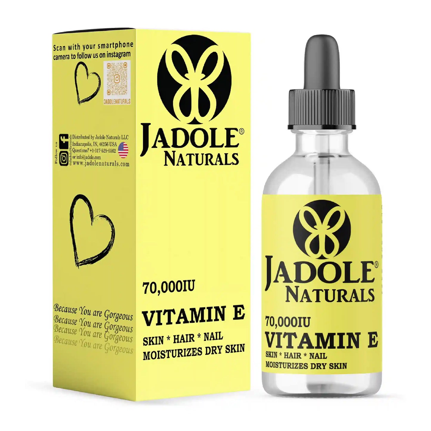 Jadole Naturals Vitamin E Oil 70,000 IU 115ml for Face, Skin, Hair & Nails