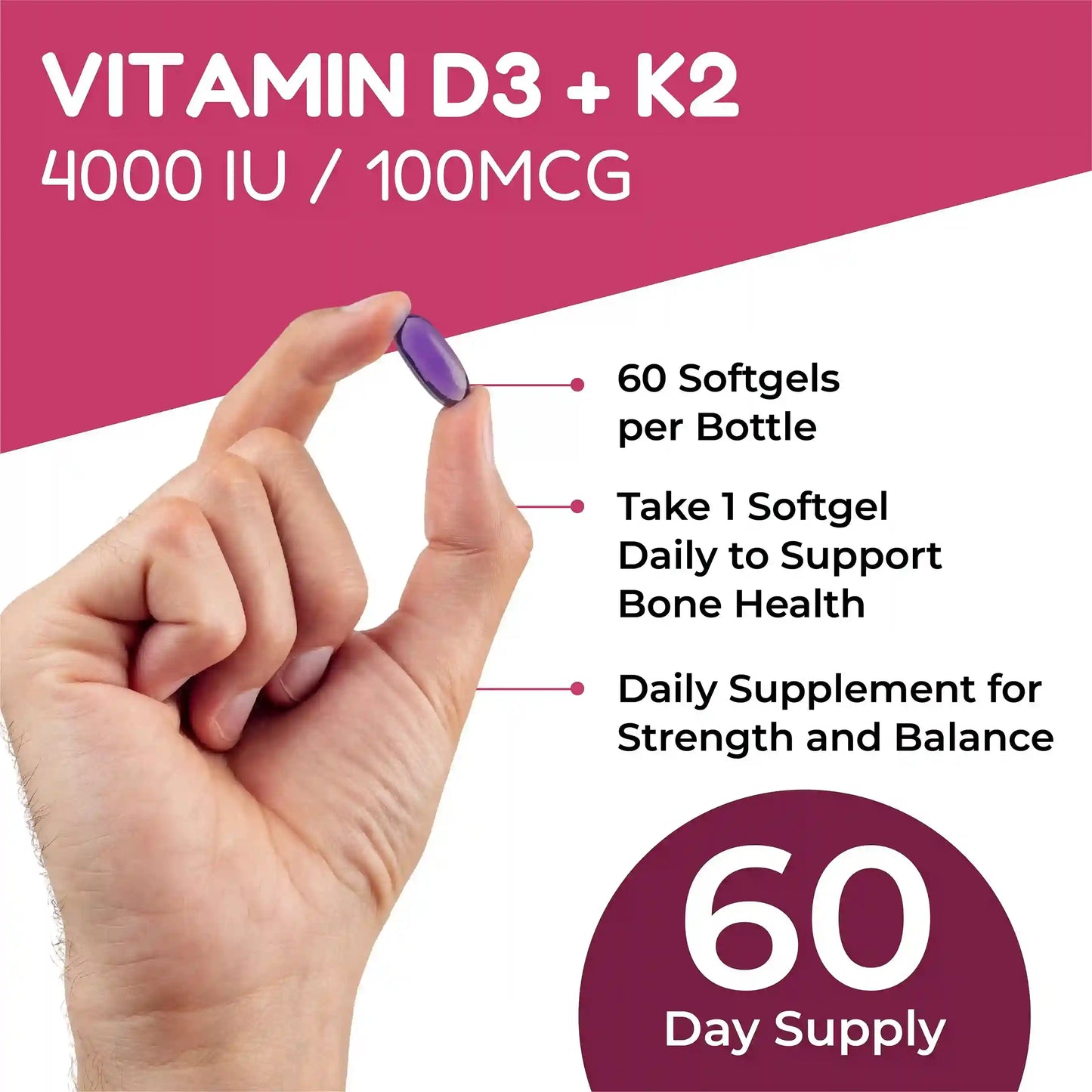 Lilfull Vitamin D3 + K2 4000 IU – 60 Softgels