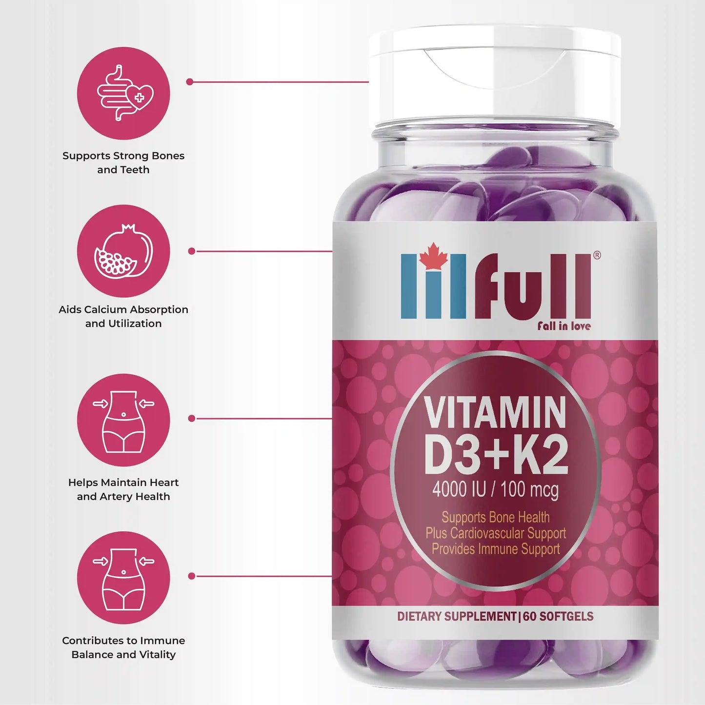 Lilfull Vitamin D3 + K2 4000 IU – 60 Softgels