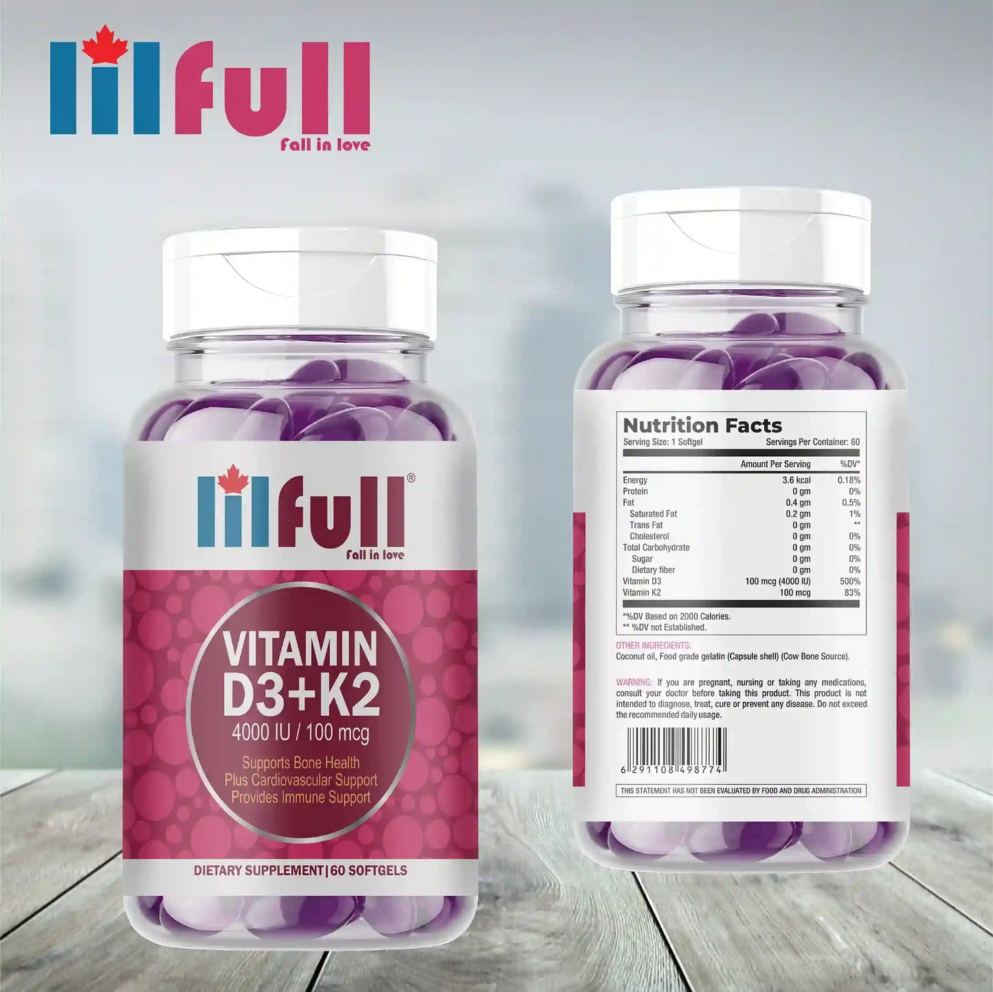 Lilfull Vitamin D3 + K2 4000 IU – 60 Softgels