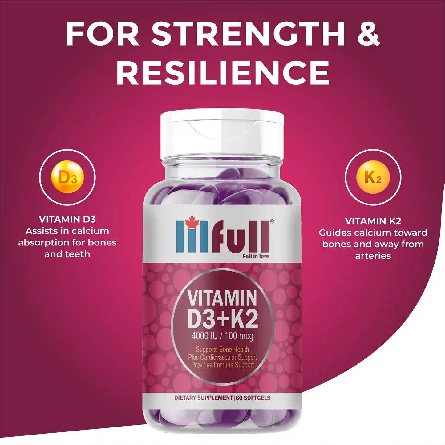 Lilfull Vitamin D3 + K2 4000 IU – 60 Softgels