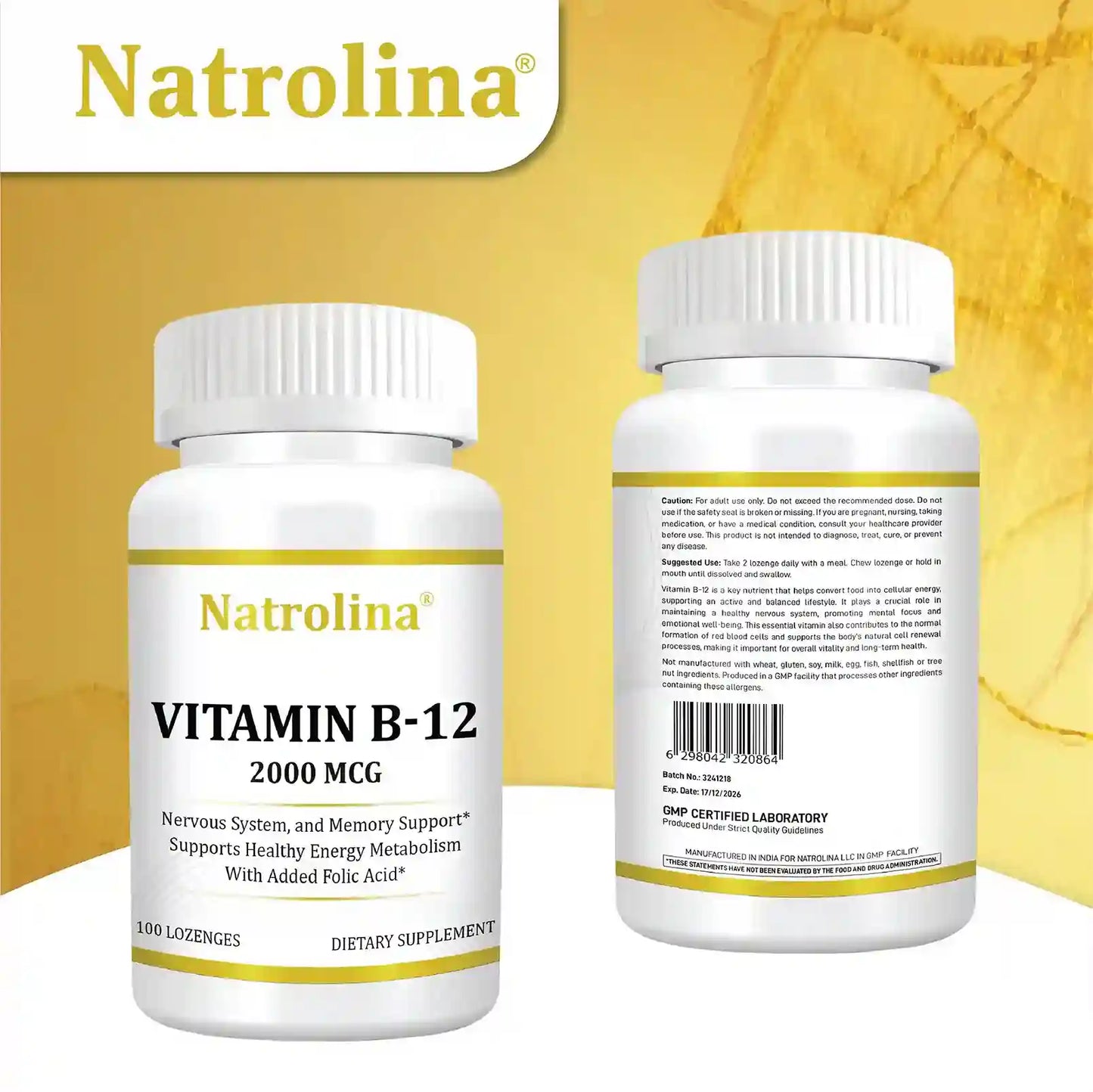 Natrolina Vitamin B12 2000mcg - 100 Lozenges