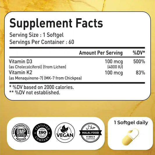 Natrolina Plant Based D3 + K2 - 60 softgels