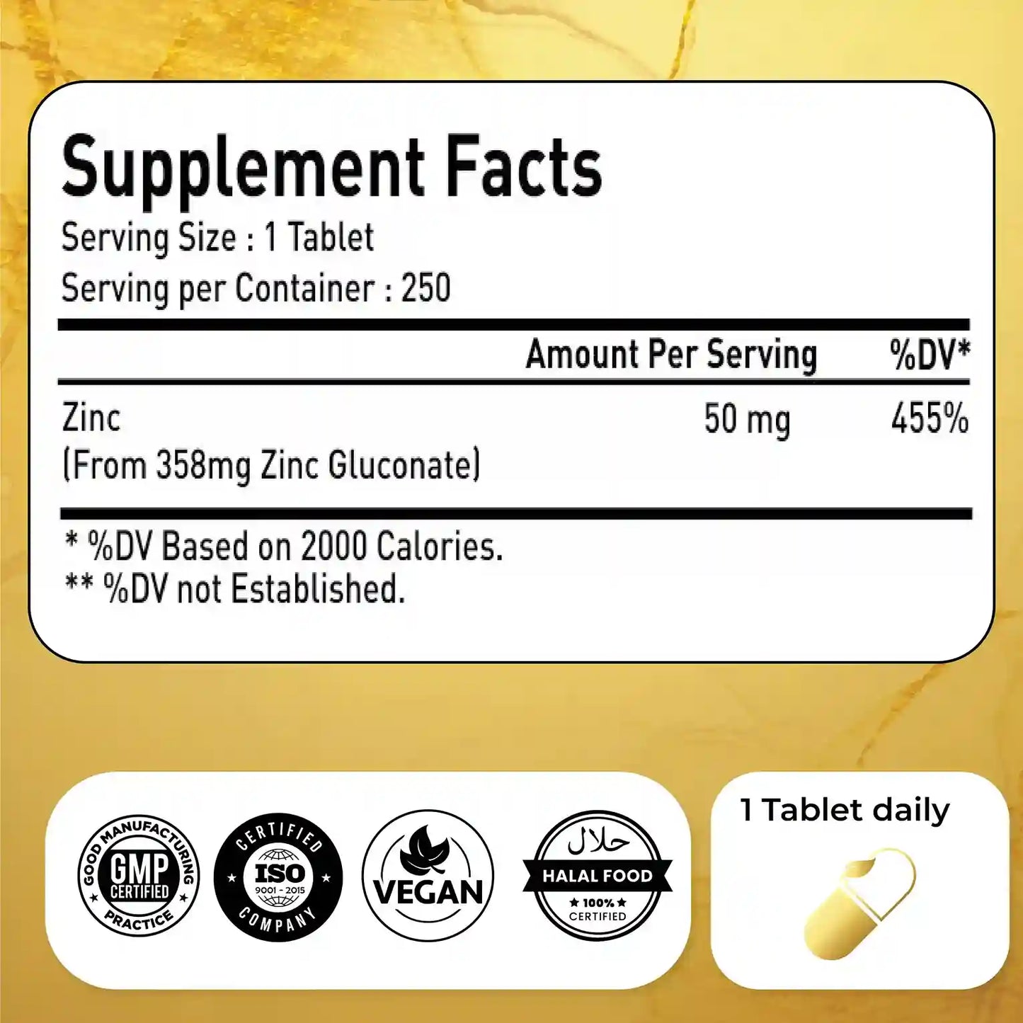 Natrolina Zinc chelated 50mg, 250 Tablets