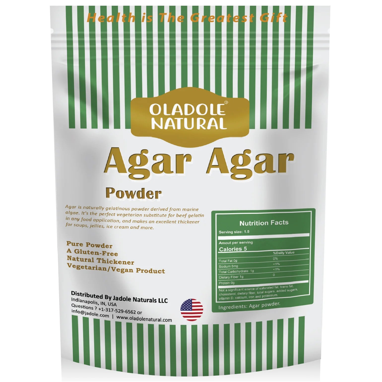 مسحوق أجار أجار طبيعي من أولادول، مُكثِّف غير مُنكَّه، 100 غرام 