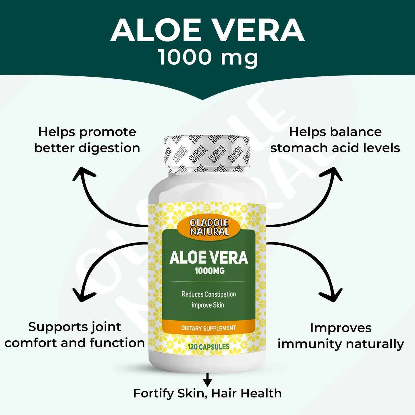 Oladole Natural Aloe Vera 1000mg 120 Capsules