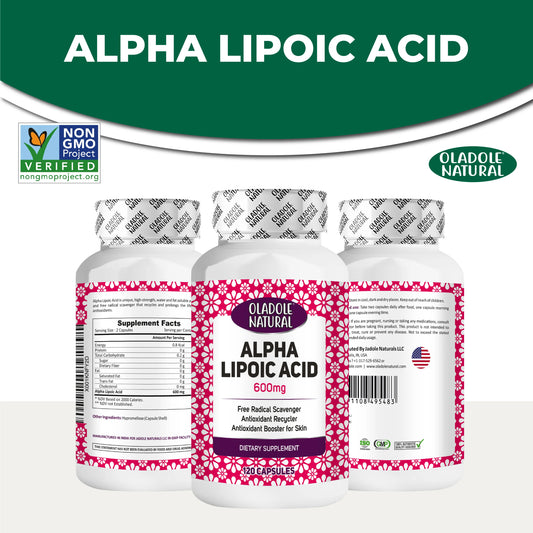 Oladole Natural Alpha Lipoic Acid front and back