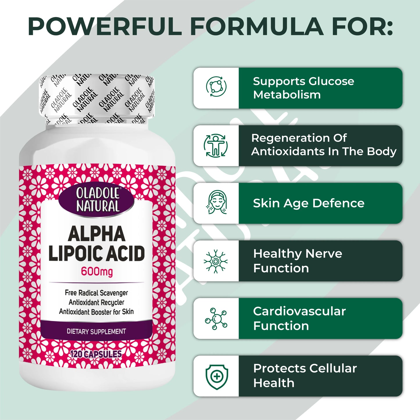 Oladole Natural Alpha Lipoic Acid Powerful Formula For