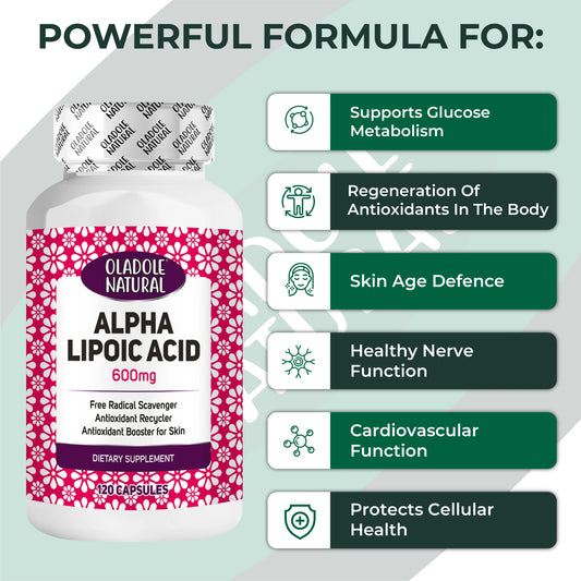 Oladole Natural Alpha Lipoic Acid Powerful Formula For