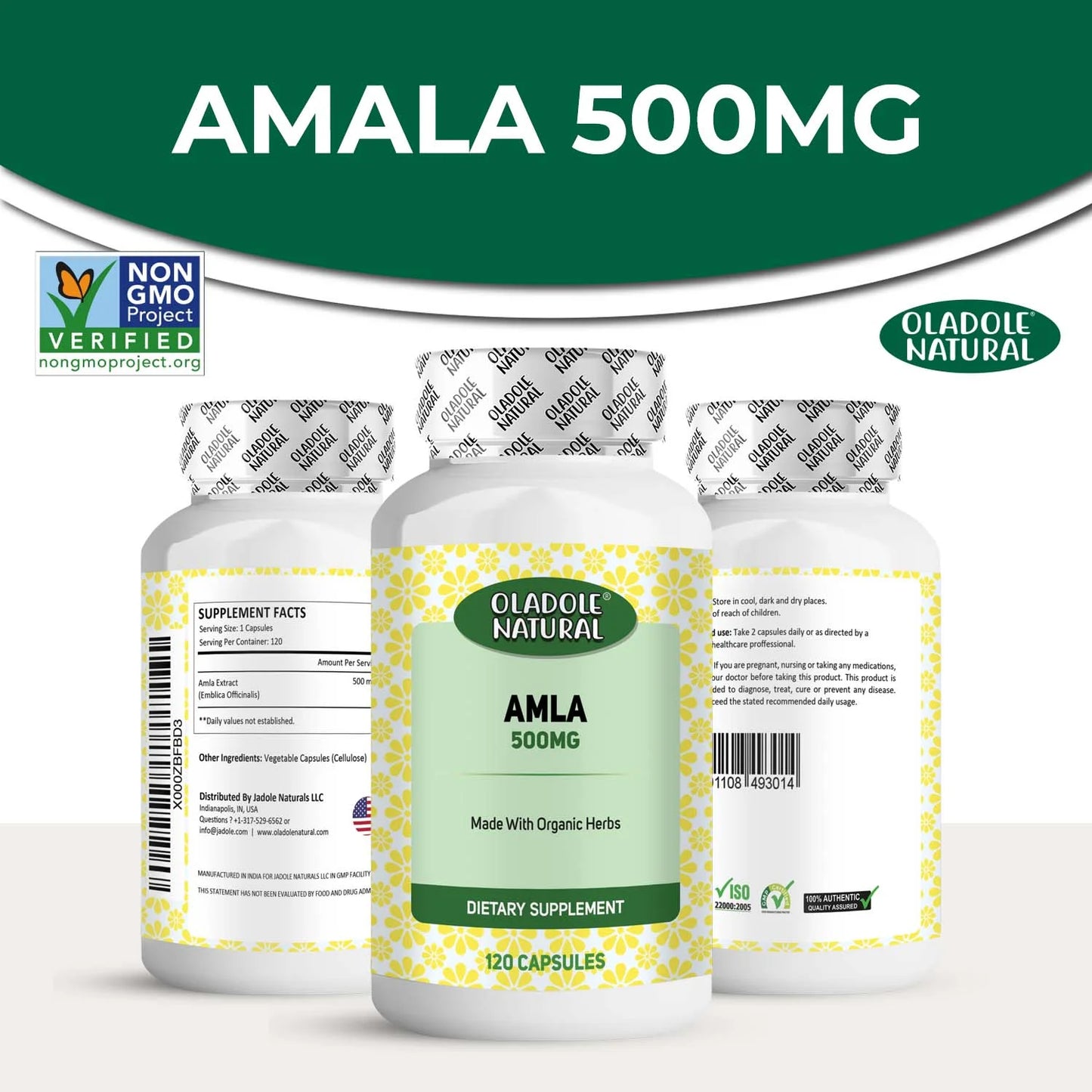 Oladole Natural Amla 500mg 120 Capsules