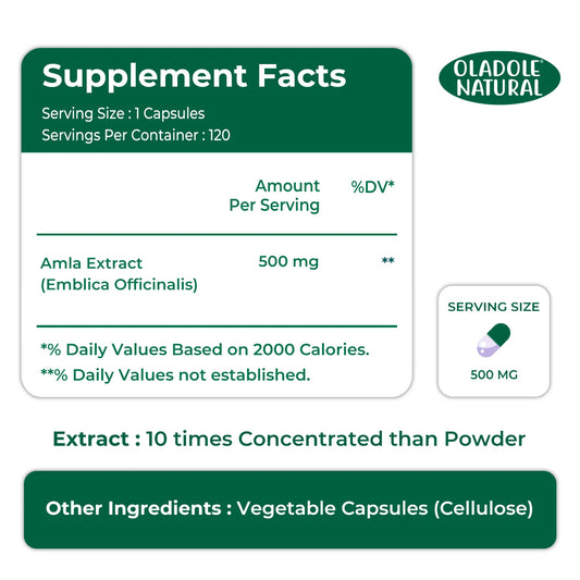 Oladole Natural Amla 500mg 120 Capsules