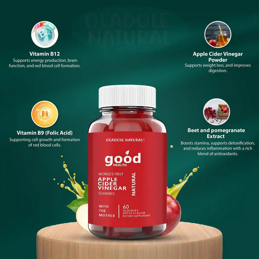 Oladole Natural Apple Cider Vinegar Gummy Apple Flavour 60 Gummies