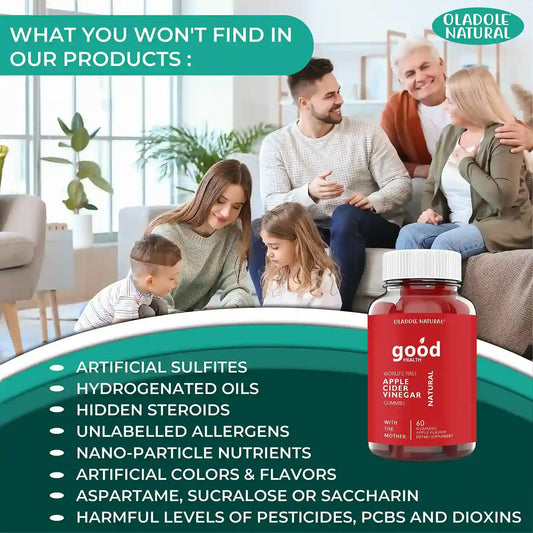 Oladole Natural Apple Cider Vinegar Gummy Apple Flavour 60 Gummies