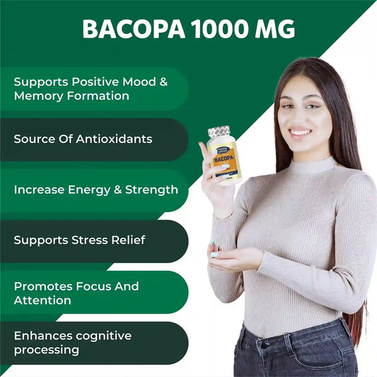Oladole Natural Bacopa Premium Nootropic Monnieri 1000mg 120 Capsules