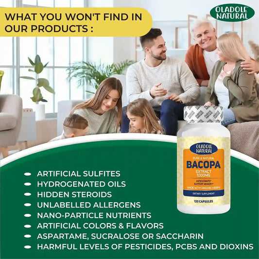 Oladole Natural Bacopa Premium Nootropic Monnieri 1000mg 120 Capsules