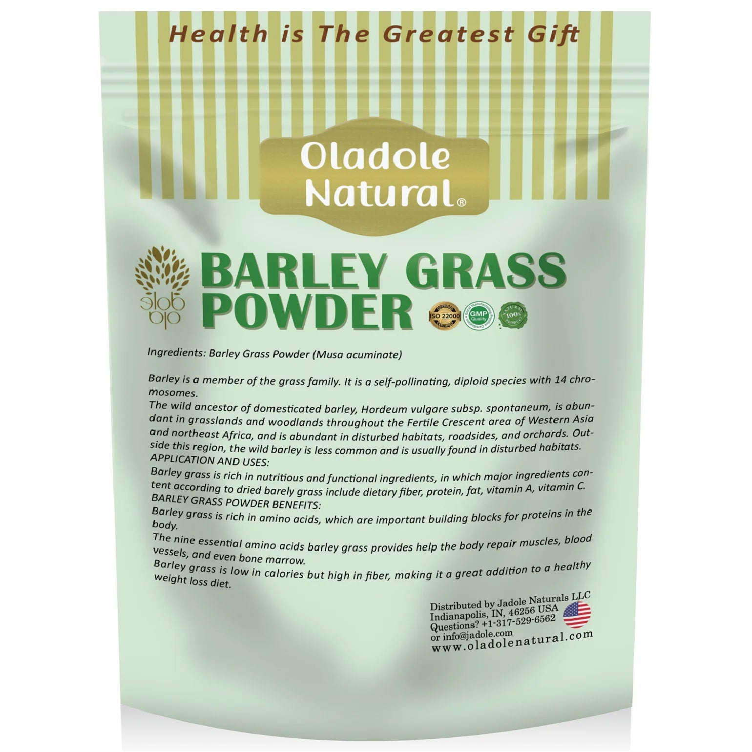 مسحوق عشبة الشعير العضوي الطبيعي من أولادول، 100 غرام 