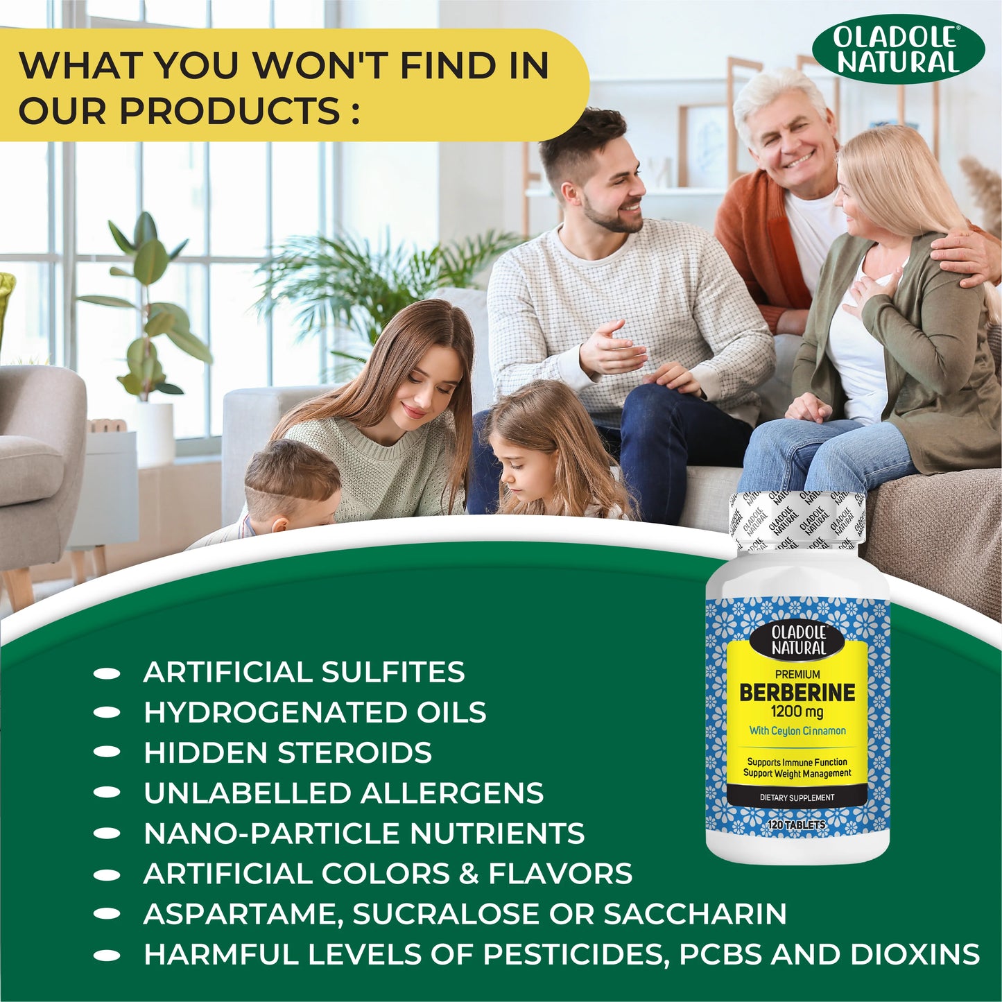 أولادول بربارين طبيعي مع قرفة سيلان ١٢٠٠ ملغ - ١٢٠ قرصًا