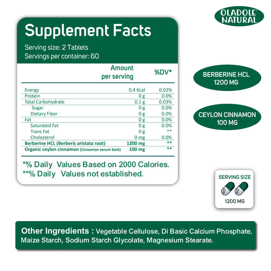 أولادول بربارين طبيعي مع قرفة سيلان ١٢٠٠ ملغ - ١٢٠ قرصًا