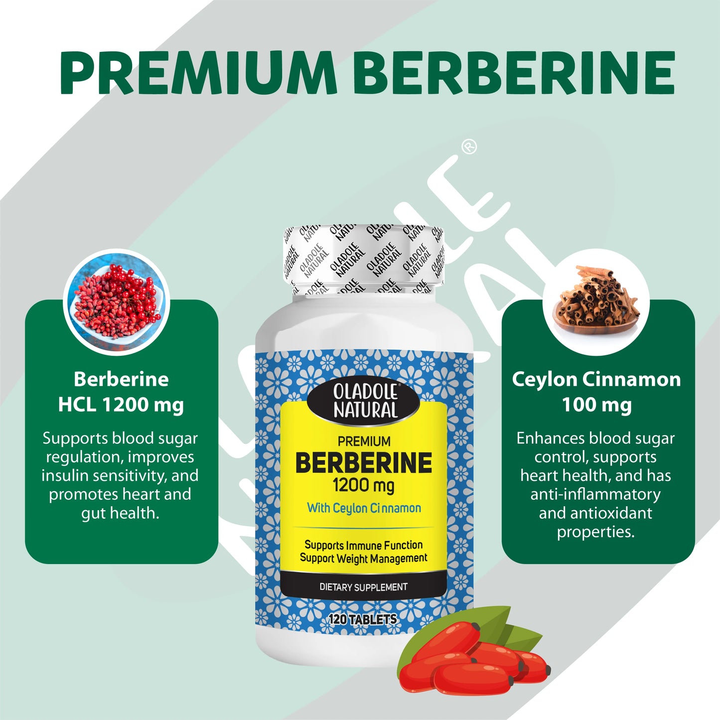 أولادول بربارين طبيعي مع قرفة سيلان ١٢٠٠ ملغ - ١٢٠ قرصًا