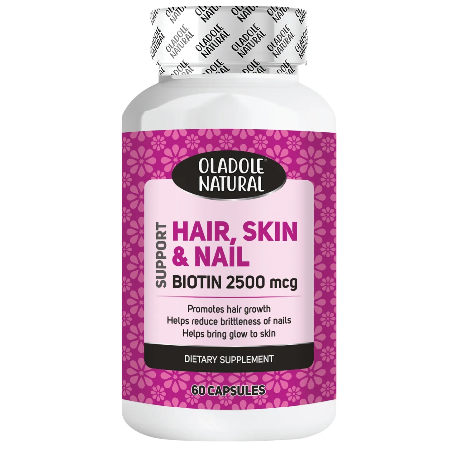 Oladole Natural Biotin Hair Skin & Nails 2500mcg 60 Capsule
