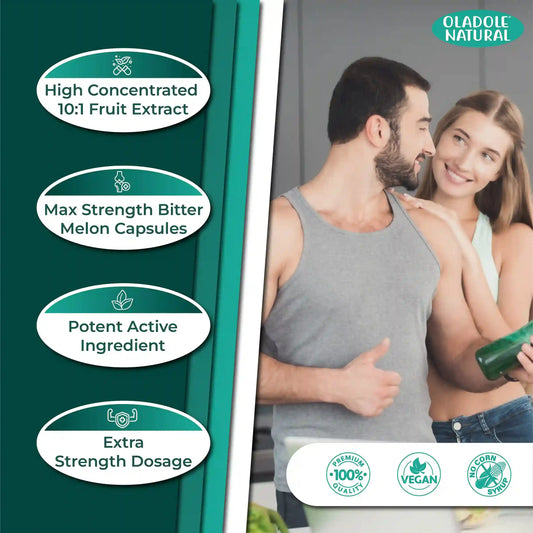 Oladole Natural Bitter Gourd Bitter Melon 1500mg 120 Veg Capsules