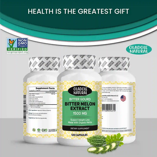 Oladole Natural Bitter Gourd Bitter Melon 1500mg 120 Veg Capsules