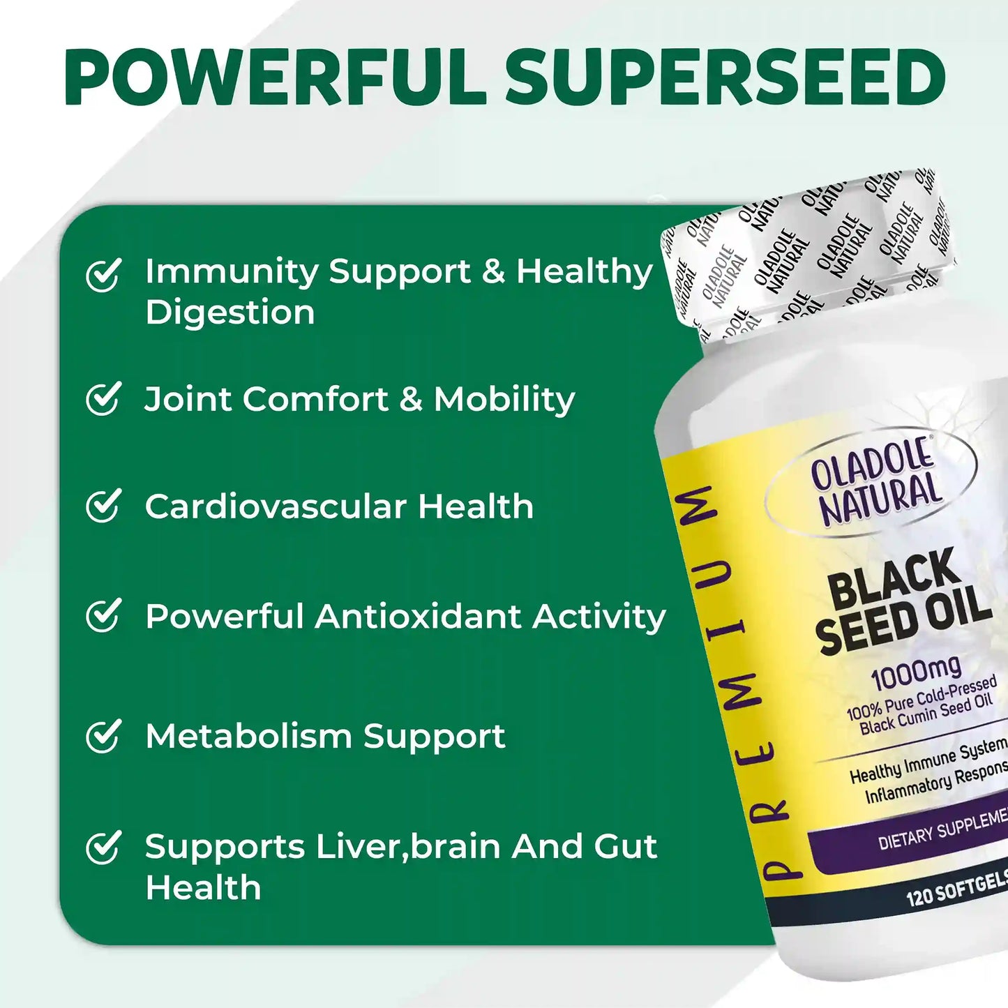 Oladole Natural Black Seed Oil 1000mg 120 Softgel