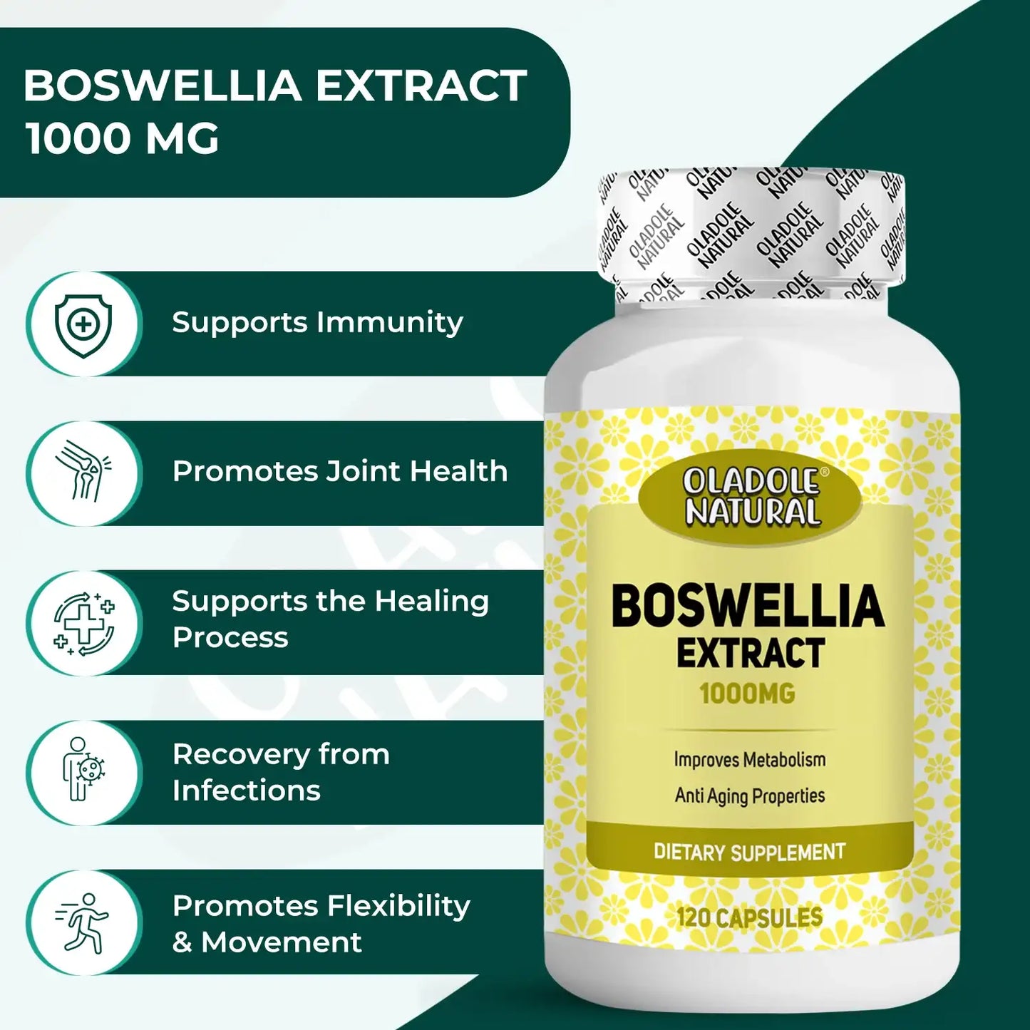 Oladole Natural Boswellia Extract 1000mg 120 Capsules