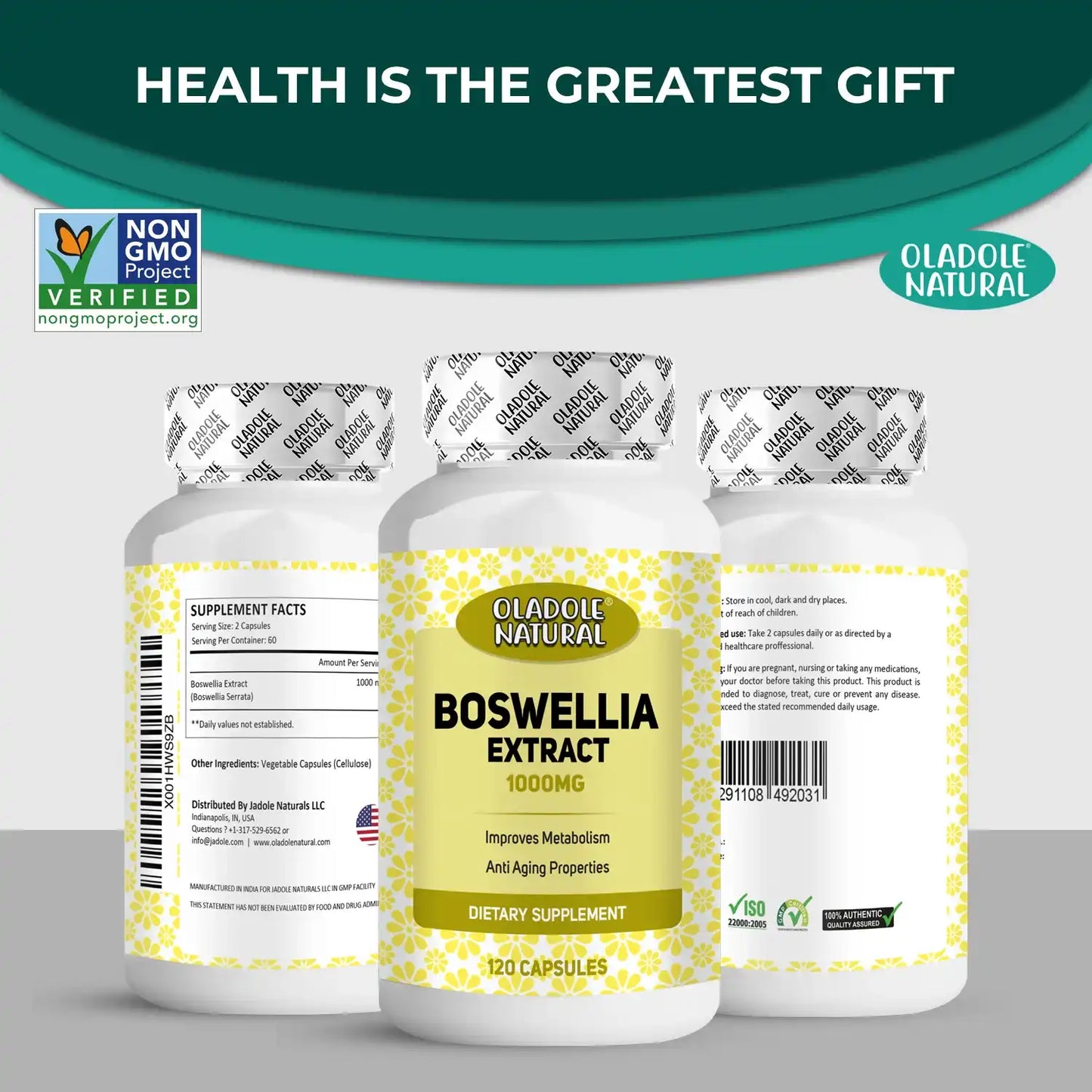Oladole Natural Boswellia Extract 1000mg 120 Capsules