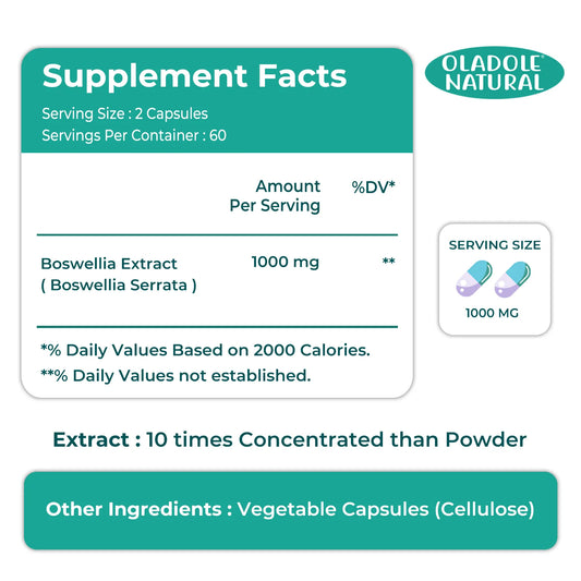 Oladole Natural Boswellia Extract 1000mg 120 Capsules