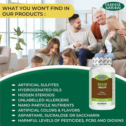 Oladole Natural Brain Booster Supplement With Vitamin B12 60 Capsules