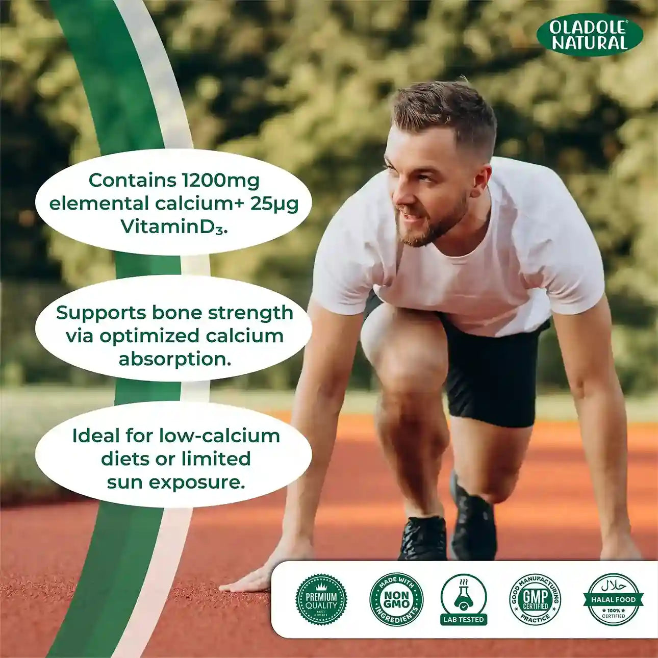 Oladole Natural Calcium + Vitamin D3 Supplement 120 Softgels