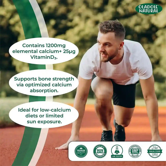 Oladole Natural Calcium + Vitamin D3 Supplement 120 Softgels