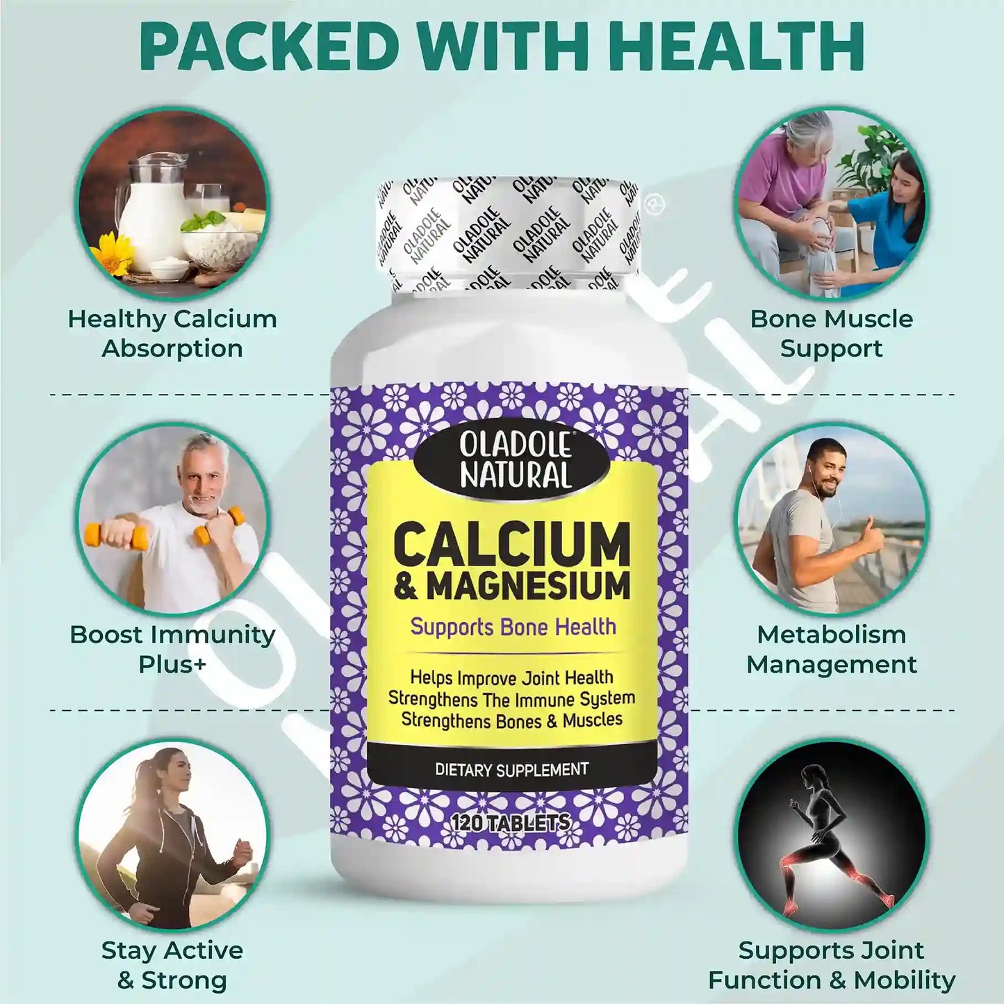 Oladole Natural Calcium & Magnesium Complex 1500Mg 120 Tablets