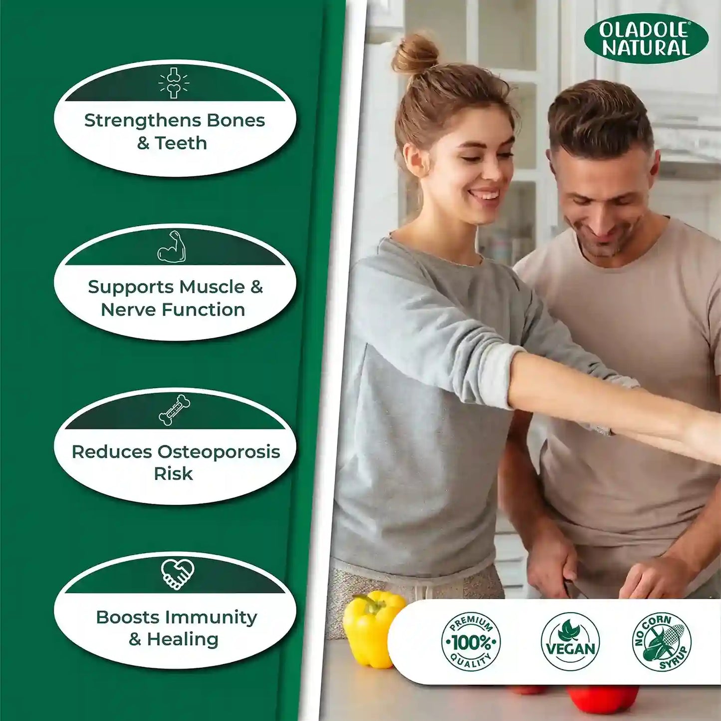 Oladole Natural Calcium, Magnesium, Zinc & Vitamin D Supplement 150 Softgels