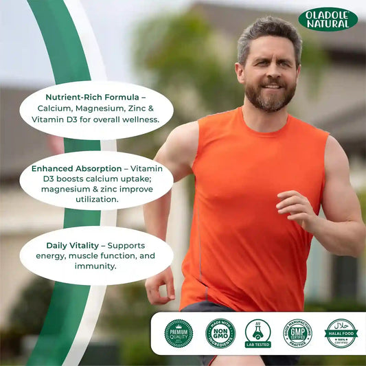 Oladole Natural Calcium, Magnesium, Zinc & Vitamin D Supplement 150 Softgels