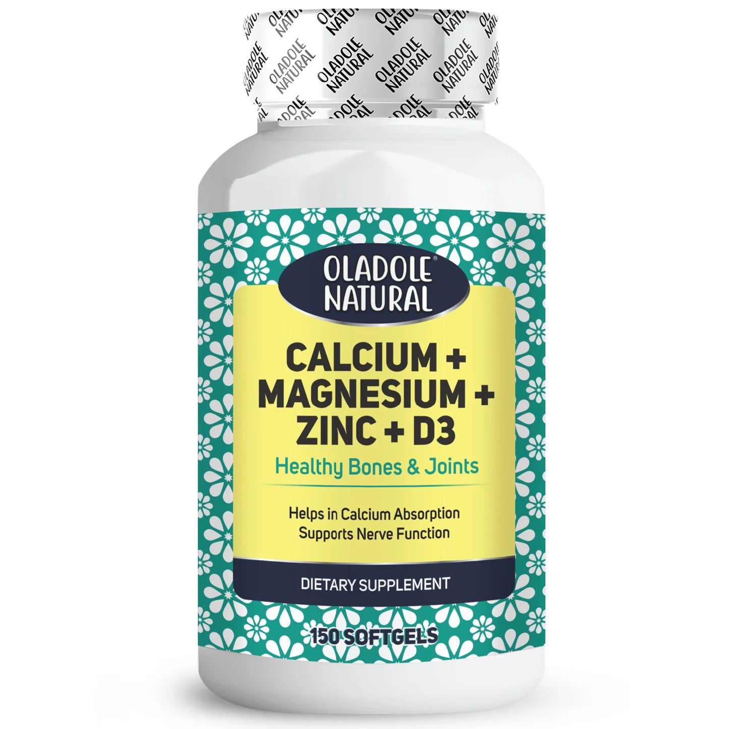 Oladole Natural Calcium, Magnesium, Zinc & Vitamin D Supplement 150 Softgels