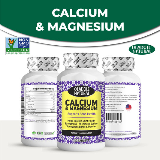 Oladole Natural Calcium & Magnesium Front And Back