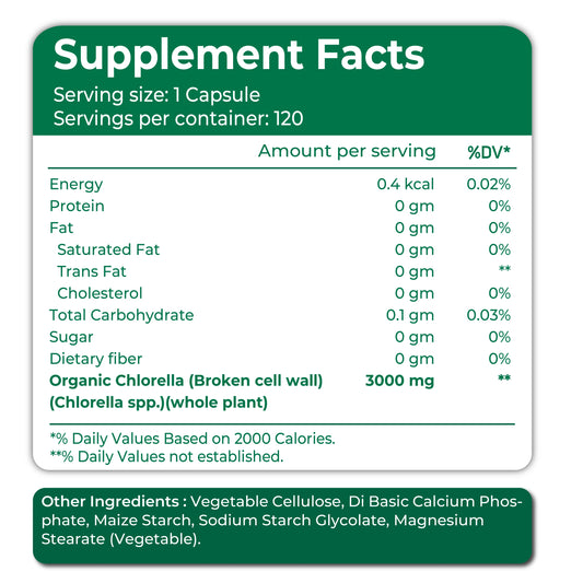 Oladole Natural Organic Chlorella 3000mg - 200 Tablets