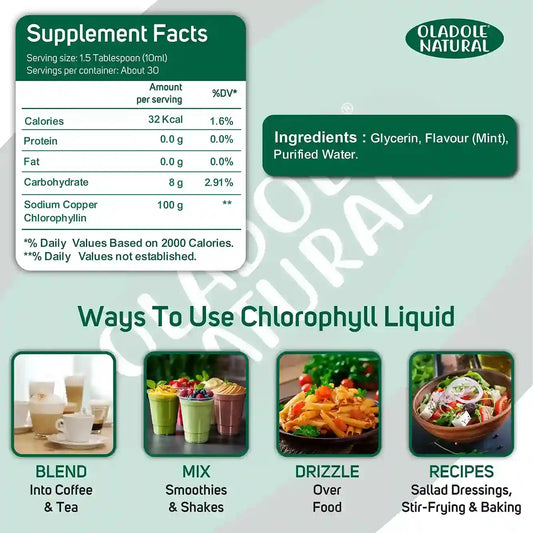 Oladole Natural Liquid Chlorophyll Mint Flavor 300ml